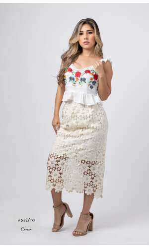 #WU172 FALDA CALADO FLOR #SU52