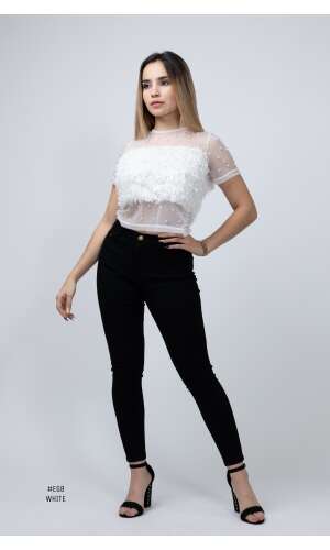#EG8 BLUSA TULL PECHO PELUDO #VU52