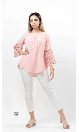 #1201 BLUSA LISA  PUÑO CALADO #XU12