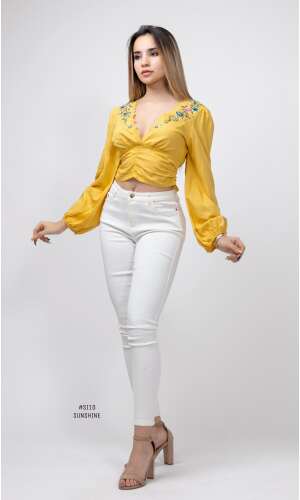 #Si10 BLUSA CUELLO V BORDADO #VU104