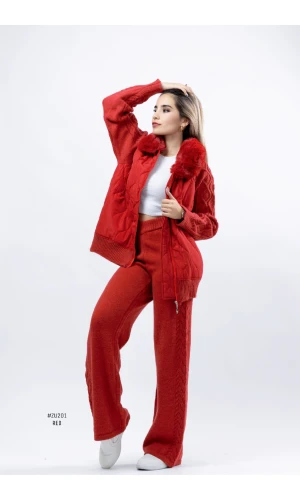#ZU201 CONJUNTO PELUDO SACO + PANTALON