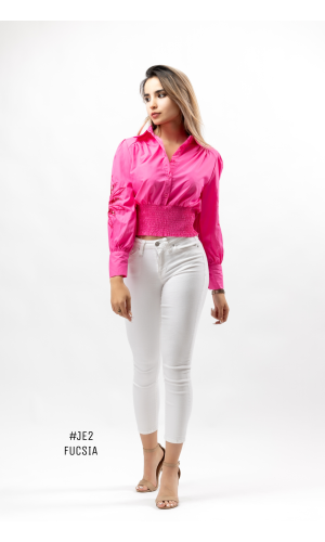 #JE2 BLUSA PUÑO CINTURA CODOS BORDADO#AB302